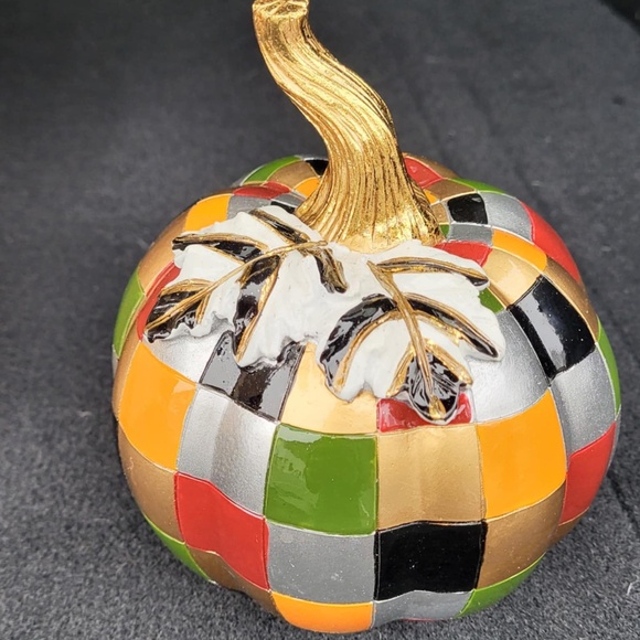 Mackenzie-Childs “Halloween Patchwork Pumpkin Mini Figurine” - Picture 1 of 2